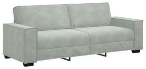 Sofa 3-osobowa, jasnoszara, 180 cm, tapicerowana aksamitem