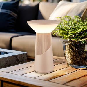 Briloner Lampa stołowa LED z akumulatorem Pilia, beżowa, wysokość 24 cm, IP44 możliwość ściemniania, kremowy / amber, salon / jadalnia, tworzywo sztuczne, nowoczesny