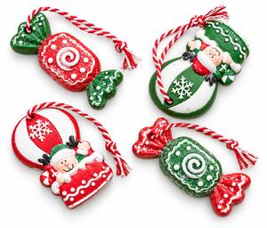 Zestaw 4 szt. ozdób świątecznych CANDY ELF 6 cm