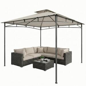 Pawilon z ochroną UV UPF50+, metalowa konstrukcja, składany, pawilon ogrodowy 3x3 m, dwuwarstwowy, wodoodporny, kremowy | 180g/m² poliester PA | 300x300x285 cm