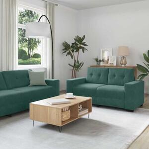 Sofa 3 szt. ciemna zieleÅ tkanina lniana