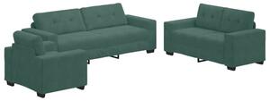 Sofa 3 szt. ciemna zieleÅ tkanina lniana