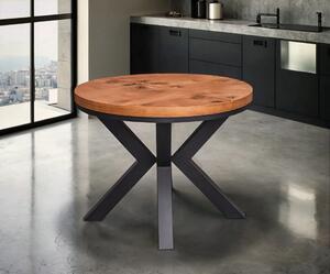 Stół okrągły rozkładany fi 100 + 2 x 50 cm LOFT z designerskimi nogami