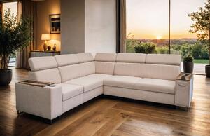 Narożnik Relax Simba II 250/280 cm - funkcja spania, podłokietniki z orzecha+żywica HIT!