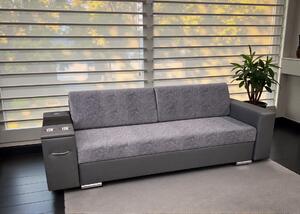 Trzyosobowa sofa rozkładana Gazebo z barkiem, skóra naturalna, tkanina
