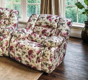 Fotel do salonu BORYS RELAX manualny / bujany w tkaninie w kwiaty styl angielski