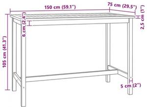 Stół barowy naturalny 150 x 75 x 105 cm lite drewno teakowe