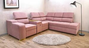 Sofa Rose 4 narożna z fotelem elektrycznym relax z funkcją spania, barek