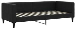Sofa rozsuwana z szufladami, czarna, 90x200 cm, tkanina