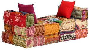 Puf moduÅowy, 3-osobowy, patchwork, tkanina