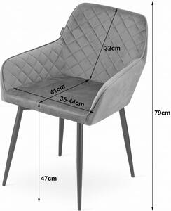 Szare tapicerowane welurowe krzesło - Dante 3X