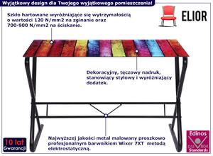 Szklane biurko z kolorowym tęczowym wzorem - Feryso 3X