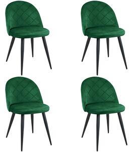 Zestaw welurowych krzeseł 4 sztuki butelkowa zieleń - Eferos 4X