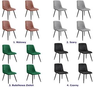 Zestaw 4 sztuk czarnych welurowych krzeseł z metalowymi nogami - Soniro 4X