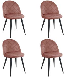 Komplet 4 różowych krzeseł z pikowanym oparciem - Eferos 4X