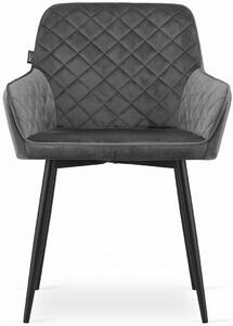 Komplet szarych nowoczesnych krzeseł welurowych 2 szt - Dante