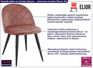 Tapicerowane różowe krzesło z metalowymi nogami - Eferos 3X