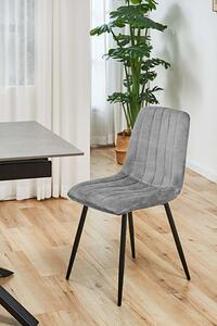 Szare welurowe krzesło z metalowymi nogami - Soniro 3X