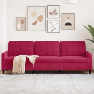 Sofa 3-osobowa, winna czerwieÅ, 210 cm, obita aksamitem