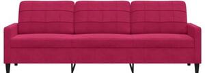 Sofa 3-osobowa, winna czerwieÅ, 210 cm, obita aksamitem