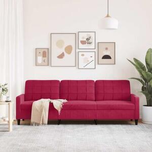 Sofa 3-osobowa, winna czerwieÅ, 210 cm, obita aksamitem