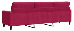 Sofa 3-osobowa, winna czerwieÅ, 210 cm, obita aksamitem