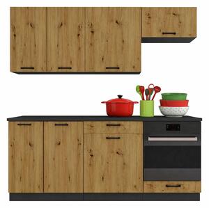 Komplet mebli kuchennych grafit + dąb artisan N1-F80
