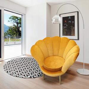 Fotel muszla w tkaninie welurowej, fotel Magnolia w stylu glamour
