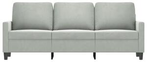 Sofa 3-osobowa, jasnoszara, 180 cm, tapicerowana aksamitem