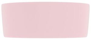 Luksusowa, okrągła umywalka, matowy róż, 40x15 cm, ceramiczna