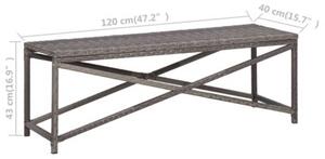 Ławka ogrodowa, 120 cm, polirattan, szara