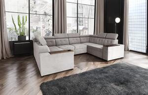 Narożnik rozkładany, uniwersalna podkowa 250/330x250cm cm Tulum VI 2x relax elektryczny + 2x barek