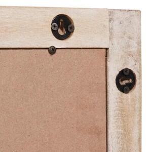 Lustro łazienkowe prostokątne z ramą z drewna mango, 50 x 70 cm, w białym wykończeniu