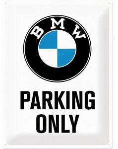 Metalowa tabliczka Bmw - Parking Only - White, (30 x 40 cm)
