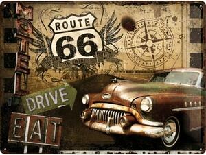 Metalowa tabliczka Route 66 - Drive Eat, (40 x 30 cm)