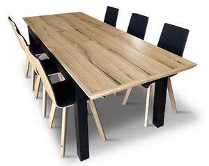 Stół z krzesłami, stół rozkładany Pablo 160/90 + 40 cm + 6 krzeseł Luka