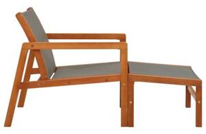 Krzesło ogrodowe z podnóżkiem, szare, eukaliptus i textilene