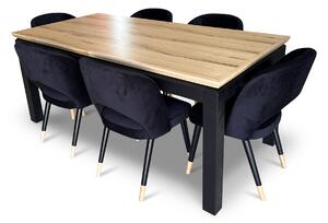 Stół z krzesłami, stół rozkładany Pablo 160/90 + 40 cm + 6 krzeseł KW112