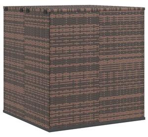 Skrzynia na poduszki ogrodowe, rattan pe, 100x97,5x104 cm, brąz