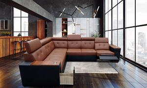 Skórzany narożnik, kanapa narożna 280/330 cm Tulum V 1x relax elektryczny