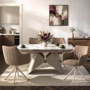 Zestaw Stół Rozkładany VERONA 160-240 cm Biały Marmur/Kaszmir i 4 Krzesła ASPEN 2 Beżowe