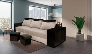3 osobowa kanapa 2w1 Frico I + 2 pufy w tkaninie welurowej Premium
