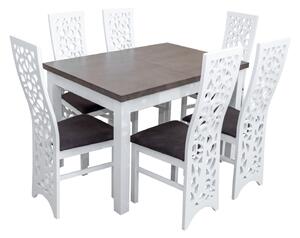 Zestaw do jadalni - Stół rozkładany 120/78 + 40 cm SJ01 + 6 krzeseł KW76