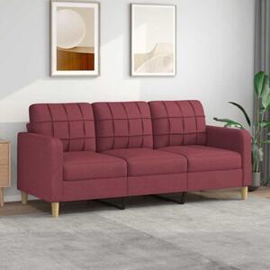 Sofa 3-osobowa, winna czerwieÅ, 180 cm,tapicerowana tkaninÄ