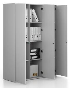 Szafka biurowa FRAME, 3x drzwi, 1299 x 450 x 1735 mm, PUSH-lock, szary