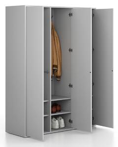 Szafka FRAME, 3 przedziały, 1299 x 450 x 1735 mm, PUSH-lock, szary