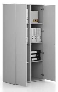 Szafka biurowa FRAME, 2x drzwi, 872 x 450 x 1735 mm, PUSH-lock, szary