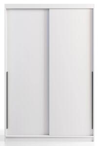 Biała szafa przesuwna z półkami i drążkami 140 cm C1-C65