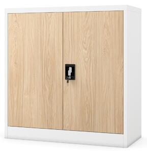 Szafka biurowa BEATA, 900 x 930 x 400 mm, Eco Design: biała/ dąb sonoma