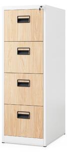 Metalowa szafa kartotekowa SARA V4, 460 x 1320 x 620 mm, Eco Design: biała/ dąb sonoma